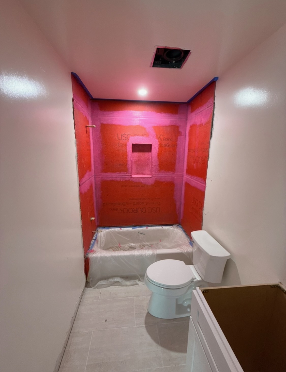 Waterproofed Bathroom Tile Build — before